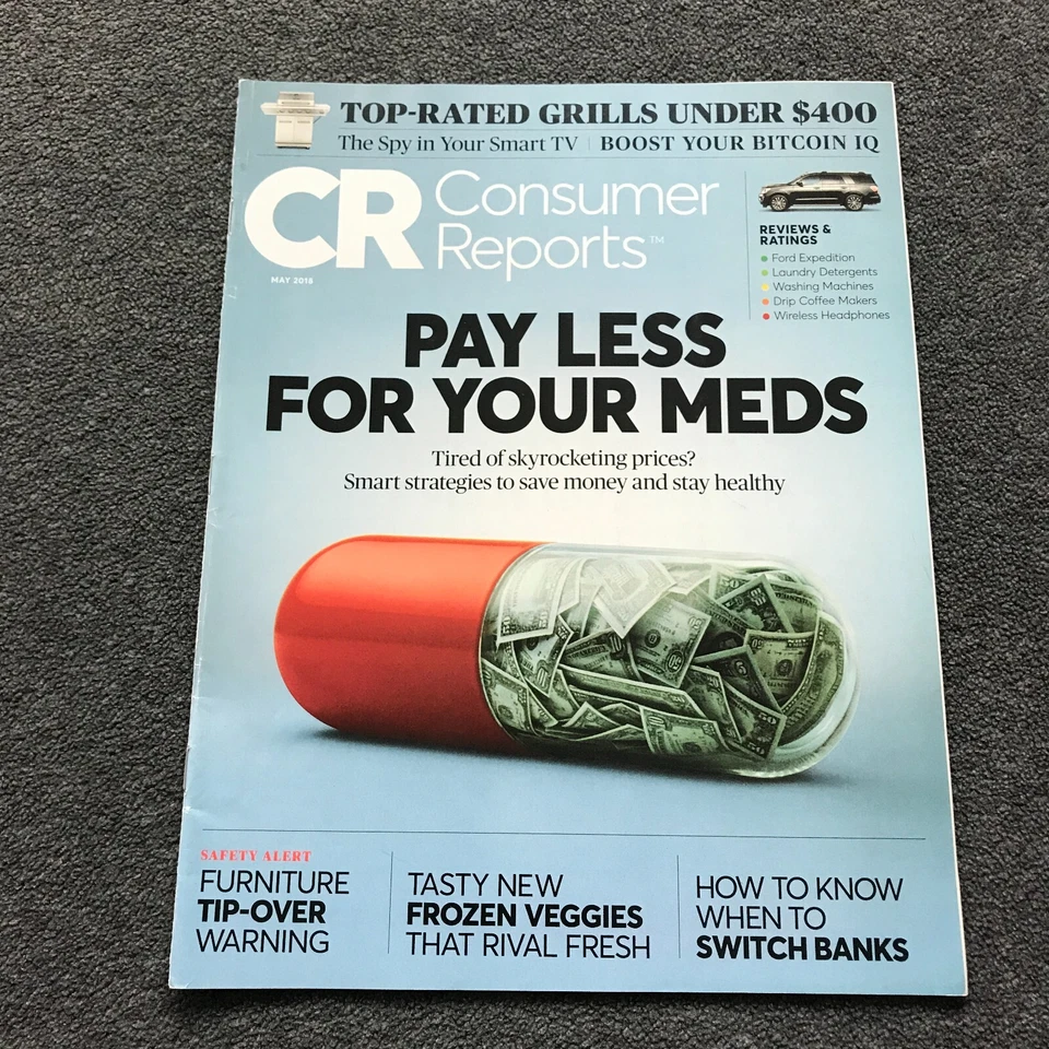 Consumer Reports May 2018 Pay Less For Meds Ford Expedition Review Bitcoin VG - Image 1 of 1
