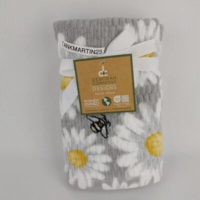 Juego de 2 Toallas de Mano Deborah Connolly Flores Margarita Abeja Gris Blanco Foto 1 de 4