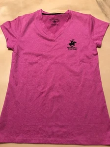 Beverly Hills Polo Shirt Size Small Pink Purple Black Logo  - Picture 1 of 8