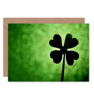 Vierblättriges Kleeblatt Silhouette Blanko Grußkarte mit Umschlag - Bild 1 von 4