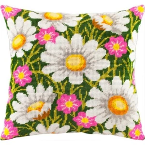 Tapestry Pillow Cover DIY kit "Flowers" Needlepoint kit Printed canvas - Picture 1 of 5
