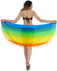 LA LEELA Women's Swimsuit Sarongs Short Beach Cover Ups One Size Multi, Solid - Picture 1 of 3