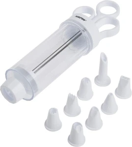 9-Piece Set Cupcake Injector/Decorating Icing Set, Stainless Steel, White New - Picture 1 of 8