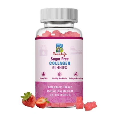 Gomitas de colágeno, colágeno hidrolizado I-X, para cabello, piel, uñas, sin azúcar Foto 1 de 4