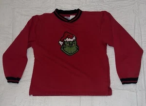 Dr. Seuss Brand Christmas Sweatshirt The Grinch Patch Red w/ Black Trim Size S - Picture 1 of 8