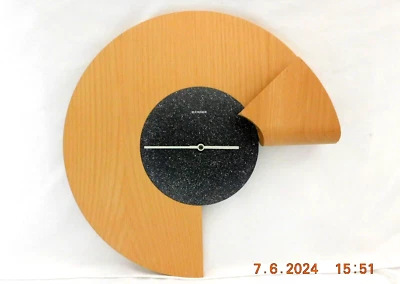 Bucherer Designer Round Wood Wall Clock 16" Diameter Mid-Century Modern Look ofc - Image 1 of 4
