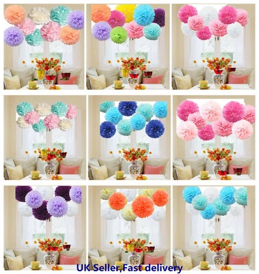 Pompoms Pom Poms Tissue Paper Hanging Garland Wedding Party Decor(9 PCs Mixed) - Image 1 of 4