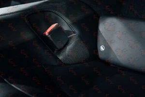 Porsche 911 992 Plain Matt Carbon Fiber Rear Seat Belt Buckle Trim Cover Bases - Picture 1 of 7