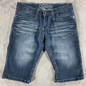 Vintage Coogi Shorts Womens Size 9/10 Blue Denim Stretch Embellished Studded - Picture 1 of 14