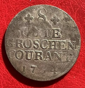 Coin 8 Gute Groschen 1754 Germany Mecklenburg Schwerin Silver REF93610 - Picture 1 of 2