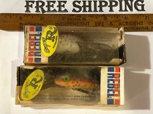 LOT OF 2 REBEL SUPER R FISHING LURE TROUT COLORS 1980'S CRANKBAITS TACKLE FIND - Picture 1 of 3