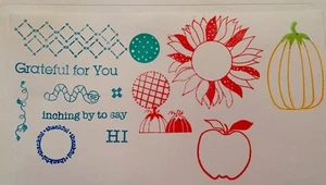 Clear Acrylic Cling Rubber Stamp Set NEW Thanksgiving Sunflower Pumpkin Fall Hi - Picture 1 of 1
