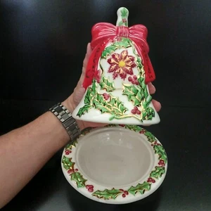 Holiday Bell 9" Bonboniere Vintage 1970er Weihnachten Keramik Jahreszeiten Grüße - Bild 1 von 14