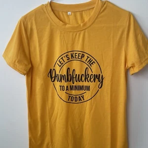 Divertida Camiseta Para Mujer Talla Pequeña Amarilla Naranja Sarcasmo Broma Juramento Gráfico Camiseta - Imagen 1 de 8
