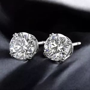 IGI Certified 3.00 Ct Lab Created Round Cut Diamond Stud Earring 18K White Gold - Picture 1 of 10