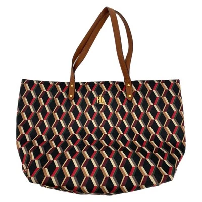 Ralph Lauren Black Red Geometric Zip Tote | Large Classic Bag - Image 1 of 4