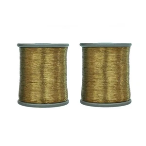 Metallic Zari Thread for Embroidery Sewing and Jewelry Making 0.1 MM Pack of 2 - Picture 1 of 83