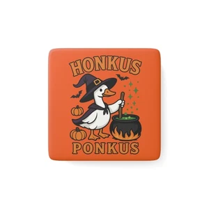 Imán de porcelana de Halloween bruja ganso - Honkus Ponkus, linda decoración de cocina, regalo - Imagen 1 de 5