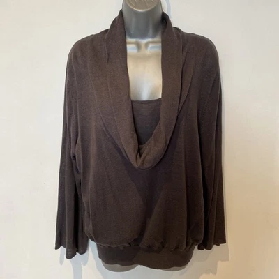 Paul Costello Cowl Neck Linen Jumper Size 14 - 16 Brown  Autumn - Image 1 of 4