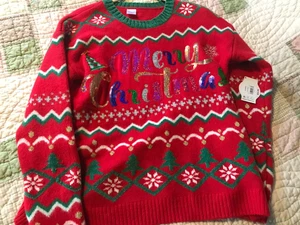Holiday Time "Merry Christmas" Pailletten Ugly Christmas Pullover Damen M Neu - Bild 1 von 5