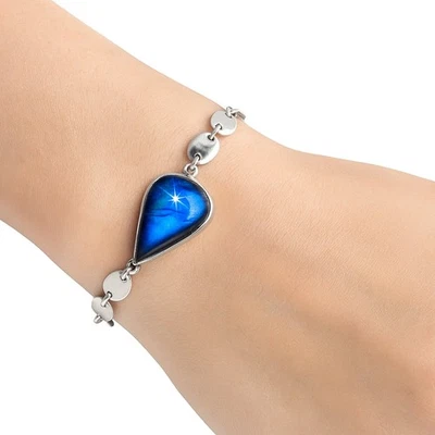Premium Blue Fire Labradorite - Madagascar 925 Silver Bracelet Jewelry B-1044 - Image 1 of 4