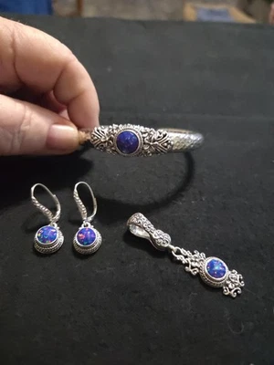 Sarda Artesanal Bali "COSMIC SKIESl" OPAL Conjunto De Pulsera, Potenciador Y Pendientes Foto 1 de 4