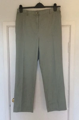 Lands End Cotton mix Khaki Trousers. UK 14/16, High Rise Straight Leg. Exc Cond - Image 1 of 4