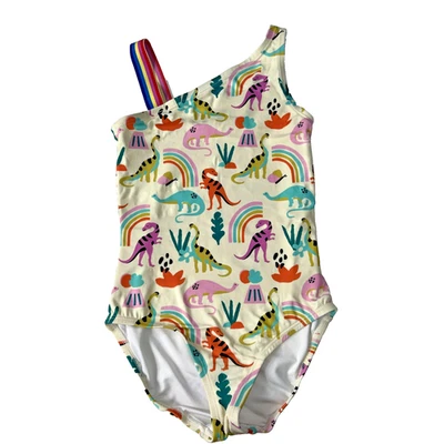 Hanna  Andersson One Piece Girl's Bathing Swim Suit Dinosaur Rainbow Size 8 130 - Image 1 of 4