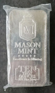 Mason Mint 10oz Silver Bar in Plastic - Picture 1 of 2