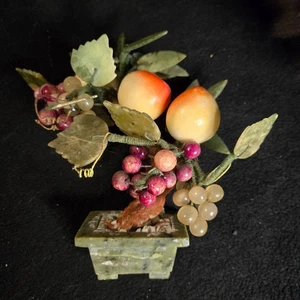 Bonsai chino hoja de jade melocotón árbol de colección en maceta de mármol verde uva baya - Imagen 1 de 12