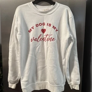 Sudadera If It Were Me Talla Pequeña Blanca Manga Larga “Mi Perro Es Mi Valentine” - Imagen 1 de 3