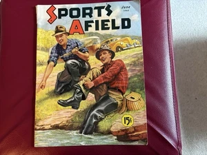 Rivista Campo Sportivo Vintage 1940-Grande Grafico-Uomo Caverna-Bar-Decorazione-Pesca - Foto 1 di 4