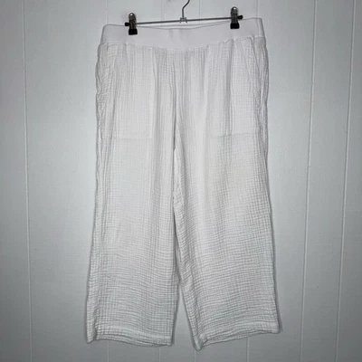 J. Jill Women’s Cotton Gauze Straight Leg Crops White Size MP - Image 1 of 4