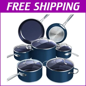 Healthy and Stylish 12-Pc Nonstick Cookware Set - PFAS Free & Dishwasher Safe - Picture 1 of 11