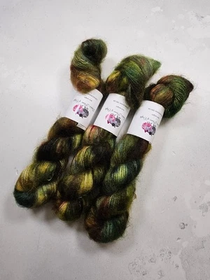 Hand Gefärbt Kinder Mohair Seide Garn , Spitze Gewicht, 50g, Mondschein Wald - Bild 1 von 4