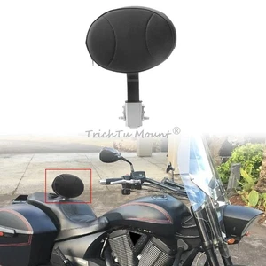 Adjustable Driver Rider Backrest w/Black Bar For Victory Cross Country 2010-2017 - Picture 1 of 23