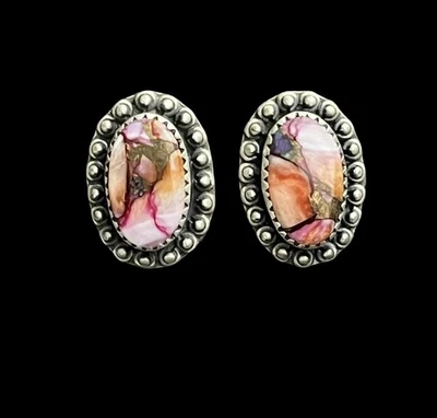 Новые серьги из чистого серебра с красным розовым георгином ремесленника - Изображение 1 из 4