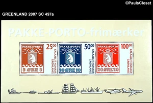 GREENLAND 2007 SC 497a PARCEL POST CENTENARY 25k, 50k, & 100k MULTI SS MNH OG VF - Picture 1 of 2