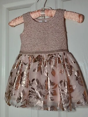 VESTIDO SIN MANGAS THE CHILDREN'S PLACE TALLA 3T ROSA CON TUL METAL ORO ROSA Foto 1 de 4