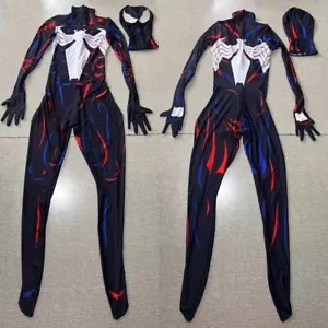 Venom Spider-man Jumpsuit Spiderman Suit Cosplay Costume Adult Kids Halloween - Picture 1 of 4
