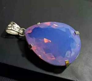 Colgante de plata maciza 925 con ópalo de fuego certificado natural 92,65 quilates + piedra preciosa talla pera - Imagen 1 de 10