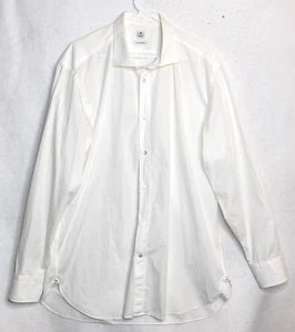 Camisa de vestir Danolis blanca abotonada hecha en Italia para hombre manga larga etiqueta talla 16/45 - Imagen 1 de 11