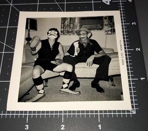 Creepy FROG FACE Mask Odd Weird Men Halloween Costume Vintage Snapshot PHOTO - Picture 1 of 3