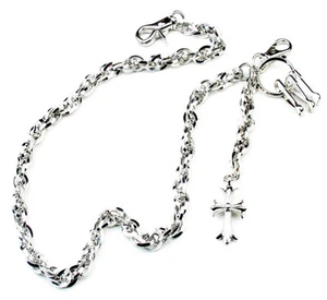 Cross Pendant Dual Link Biker Trucker Key Jean Wallet Chain (26.5") Silver CS42 - Picture 1 of 7