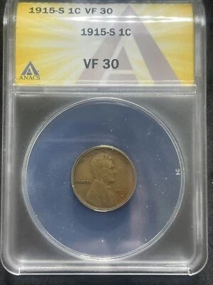 1915 S Lincoln Wheat Cent ANACS VF30. Free Shipping. SKU#wrx8896. - Image 1 of 4