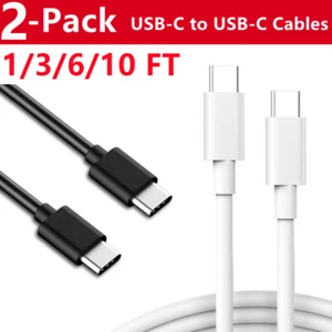 2 Pack USB-C to USB-C Fast Charging Cable Type C Quick Charging Cord Data SYNC - Picture 1 of 9