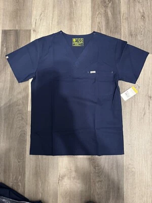 MENS **NEW** FIGS SCRUBS SIZE MEDIUM NAVY BLUE  NAGA ONE POCKET TOP - Image 1 of 4