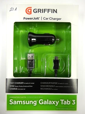 Griffin PowerJolt Car Charger - 10 Watt / 2.1 Amp + Micro USB Charge Sync Cable - Image 1 of 2