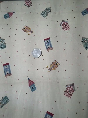 Daisy Kingdom Cotton Fabric "Birdhouse Toss"  3/4 Yard New - Image 1 of 4