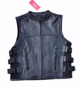 Gilet Jacket en Cuir vachette véritable style Pare Balle - Bikers swat soa - Imagen 1 de 8